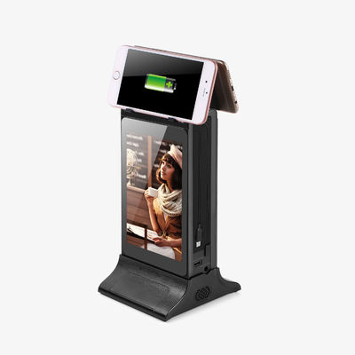 مشغل إعلانات بشاشة LCD HD ذات شكل حرف L متطور أسود 10 بوصات مع بنك الطاقة