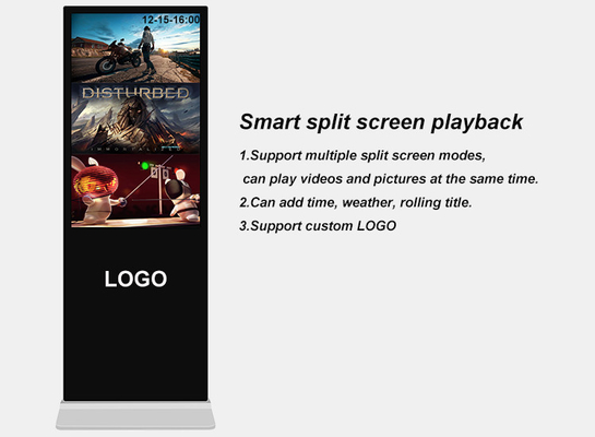 55 بوصة داخلي حامل أرضي Wifi Touch Screen Kiosk Digital Signage Lcd Advertising