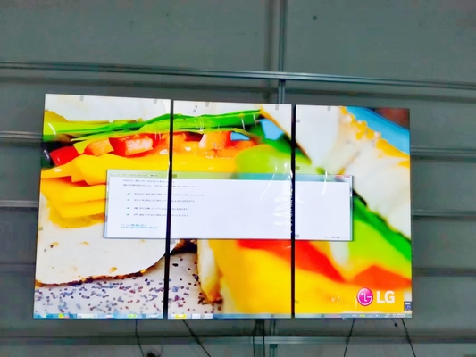 65 بوصة LCD فيديو جدار شاشة 4k 2x2 1 * 3 1.8mm إطار أسود الفجوة