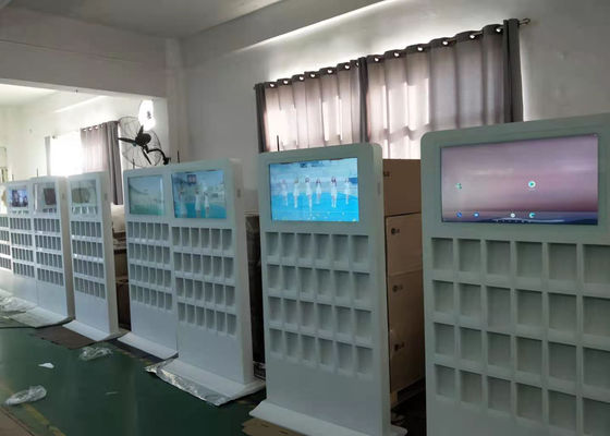 شاشة عرض إعلانات LCD تجارية بيضاء اللون لافتات رقمية مع لافتات رقمية قائمة على الأرضية بشبكة WiFi